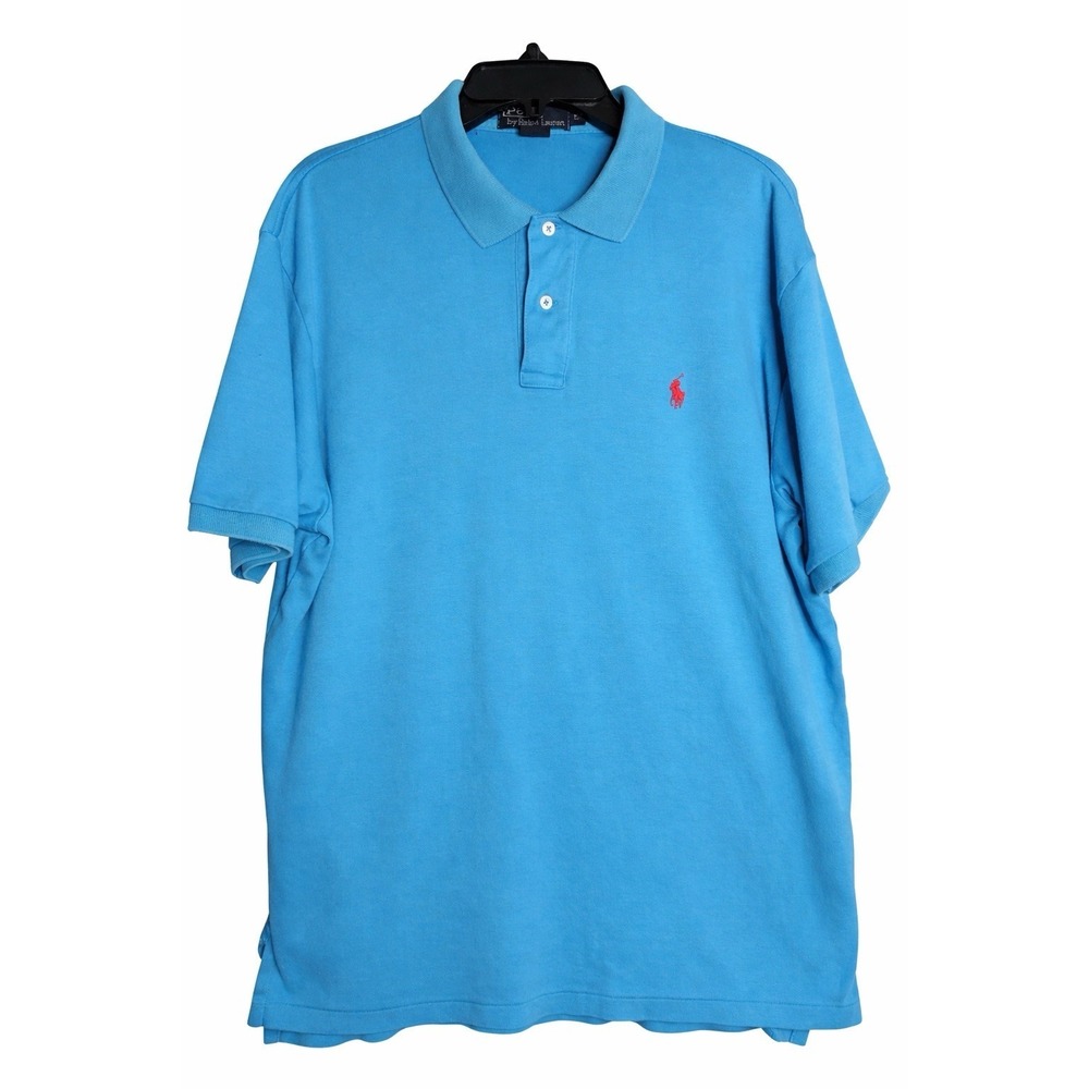 Polo Ralph Lauren Shirt Mens Large Blue Pink Pony- Custom Fit
